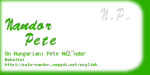 nandor pete business card